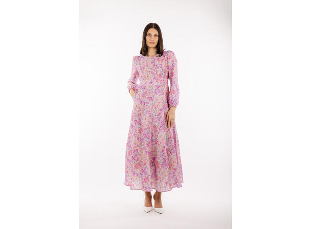 Adelle Dress Pink AOP M Silk print maxi dress 