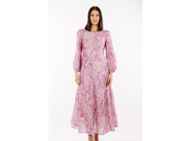Adelle Dress Pink AOP M Silk print maxi dress 