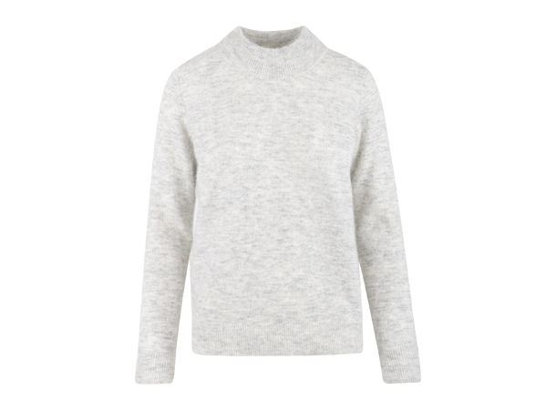 Beverly Sweater Light Grey Melange L Basic alpaca round neck 