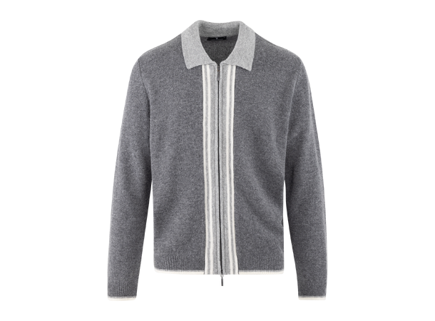 Ford zip cardigan Dark Grey Melange M Wool knit cardigan 