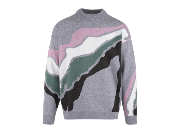 Frederick Sweater Grey multi M Jacquard knit viscose r-neck 