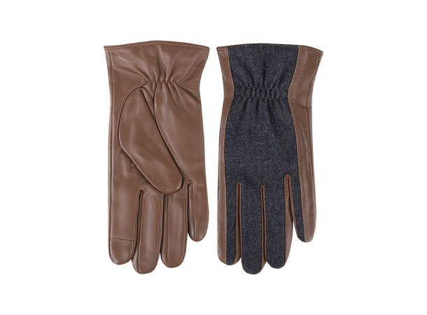 Niil Glove Cognac L Leather glove with contrast 