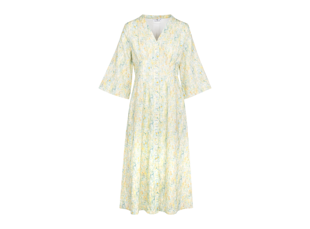 Zoe Dress Yellow AOP M Midi dress with pearl buttons 