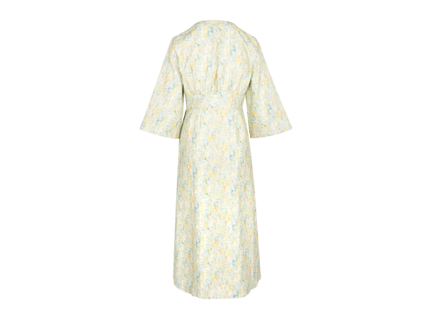 Zoe Dress Yellow AOP M Midi dress with pearl buttons 