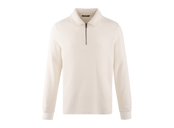 Emanuel Half-zip Cream M Cotton structure sweater