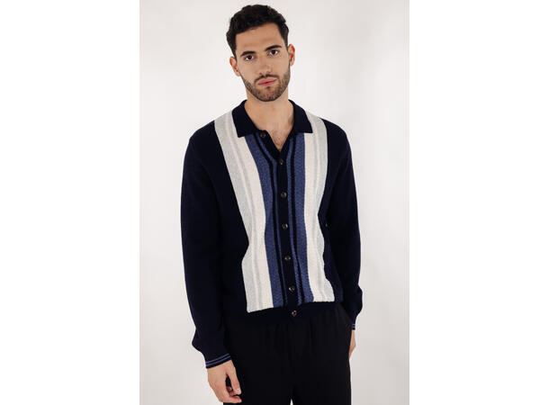 Gandalf Cardigan Navy multi XXL Merino button sweater 