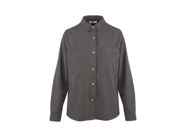 Golda Shirt Brown S Wool look overshirt 