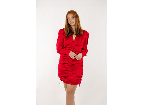 Kiki Dress Lipstick Red XS Gathered satin dress 