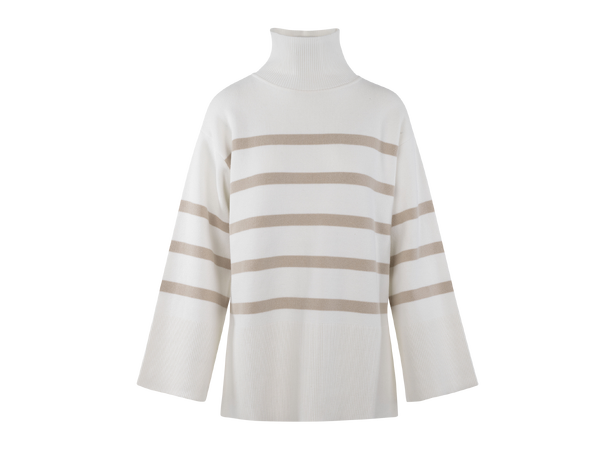 Livia Sweater White M Boxy striped turtleneck 