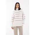 Livia Sweater White M Boxy striped turtleneck