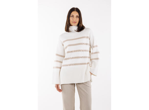 Livia Sweater White M Boxy striped turtleneck 