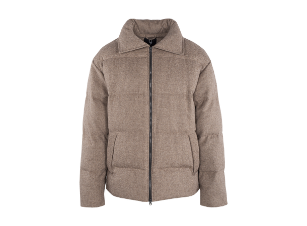 Lyon Jacket Sand herringbone M Puffer wool jacket