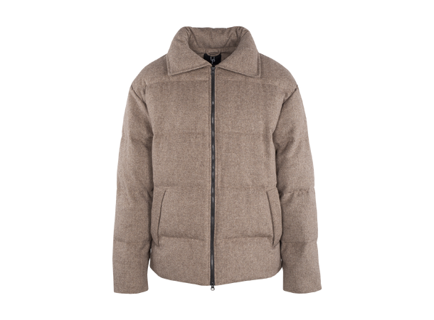 Lyon Jacket Sand herringbone M Puffer wool jacket 