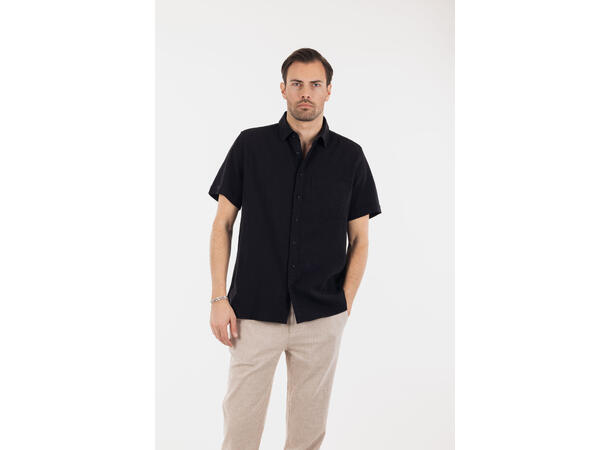 Moreno Shirt Black M Vintage wash SS linen Shirt 