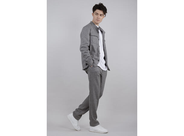 Nelson Pants Mid grey XL Pinstripe wool jersey 