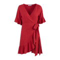 Noor Dress Red L Short linen wrap dress