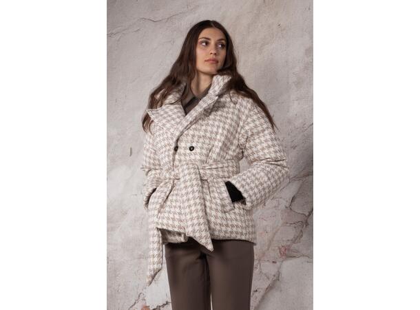 Raquel Jacket Sand AOP M Short puffer belt jacket 