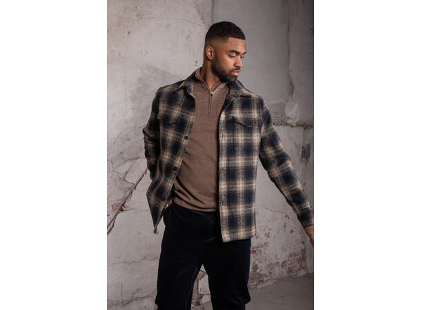 Salah Overshirt Blue check L Check wool shirt 