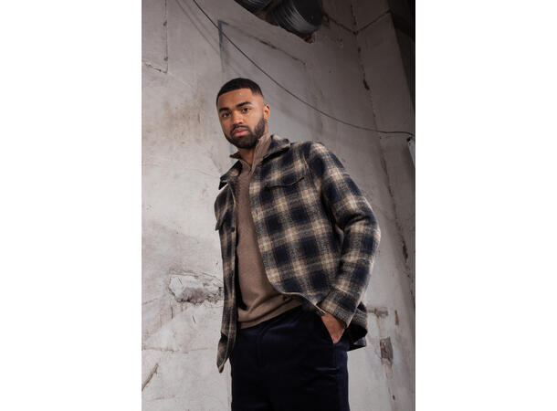 Salah Overshirt Blue check L Check wool shirt 