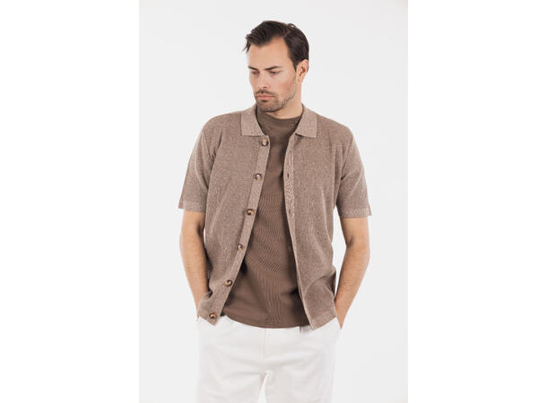 Star Shirt Brown twill M Structure knit SS shirt 