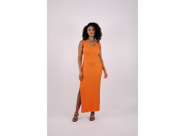 Stine midi dress Bright orange XS Viscose knit midi dress