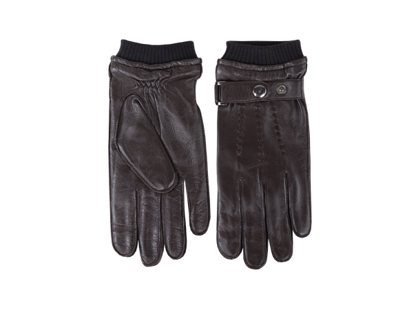 Carli Glove Dark Brown M Leather glove with snap 