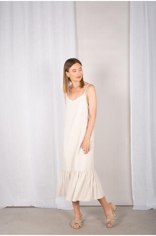 Celina Dress Long linen strap dress