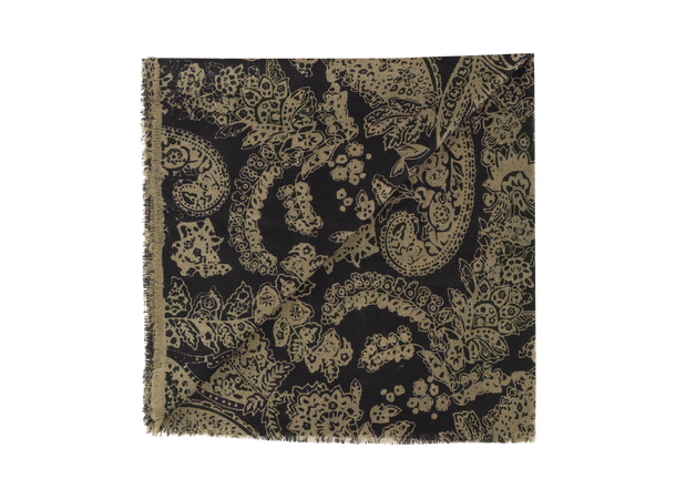 Charles Scarf Black paisley One Size Mercerized merino scarf 