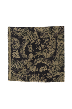 Charles Scarf Black paisley One Size Mercerized merino scarf