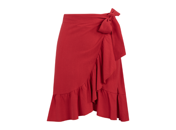 Elana Skirt Red S Linen wrap skirt 