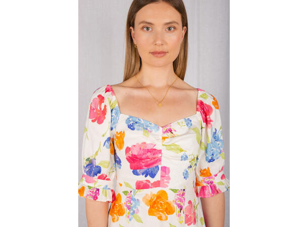 Flora Dress Watercolour blossom AOP L Linen AOP blouse 