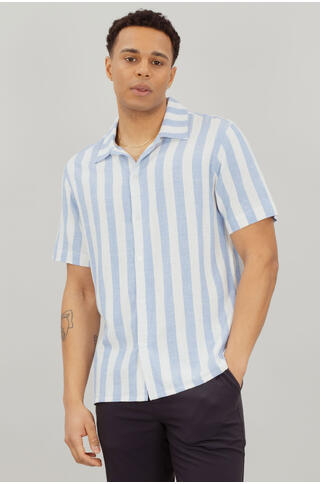 Folke SS Shirt Striped linen SS shirt