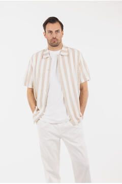 Folke SS Shirt Striped linen SS shirt