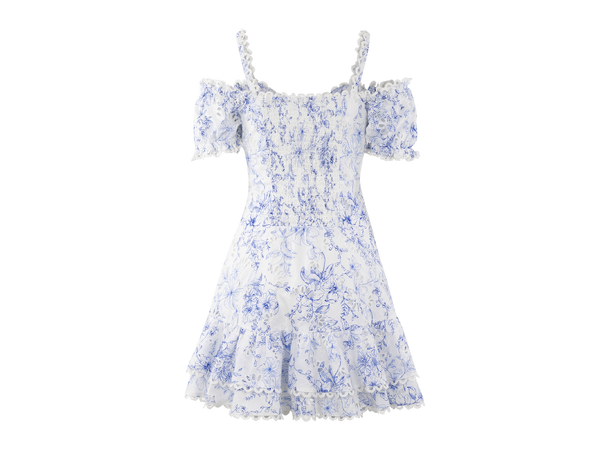 Gianna Dress Blue AOP M Embroidery print mini dress 