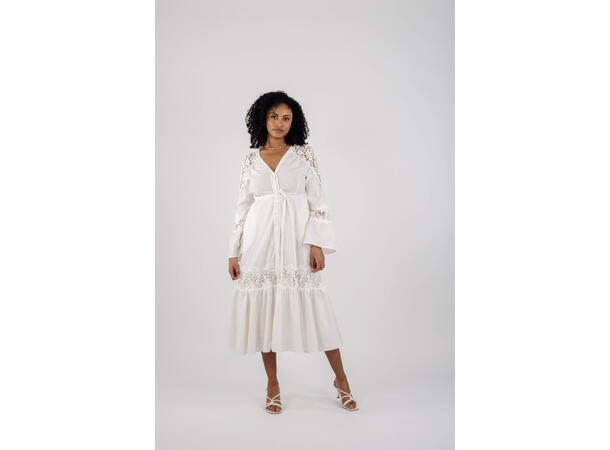 Jasmin Dress White S Cotton lace detail dress 
