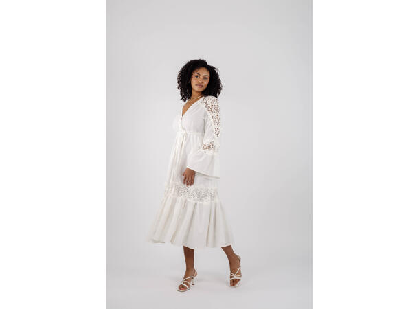 Jasmin Dress White S Cotton lace detail dress 