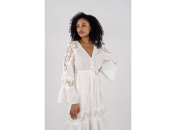 Jasmin Dress White S Cotton lace detail dress 