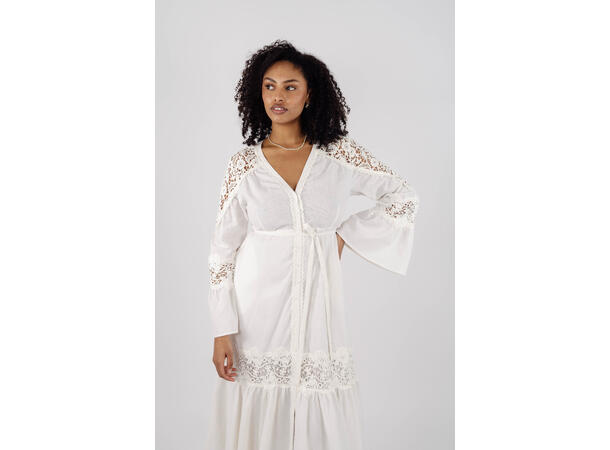 Jasmin Dress White S Cotton lace detail dress 