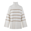 Livia Sweater White L Boxy striped turtleneck