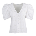 May Top White L SS cotton embroidery blouse