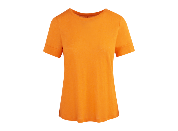 Millie Tee Persimmon Orange L Linen r-neck tee 