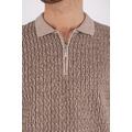 Sorata Pique Mid brown XXL Cable knit half-zip pique