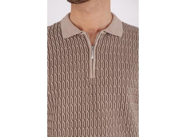 Sorata Pique Mid brown XXL Cable knit half-zip pique 