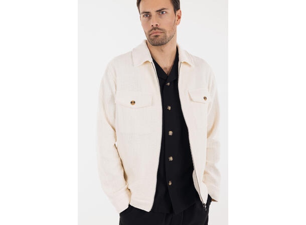 Aron Jacket Cream L Cotton structure zip jacket 