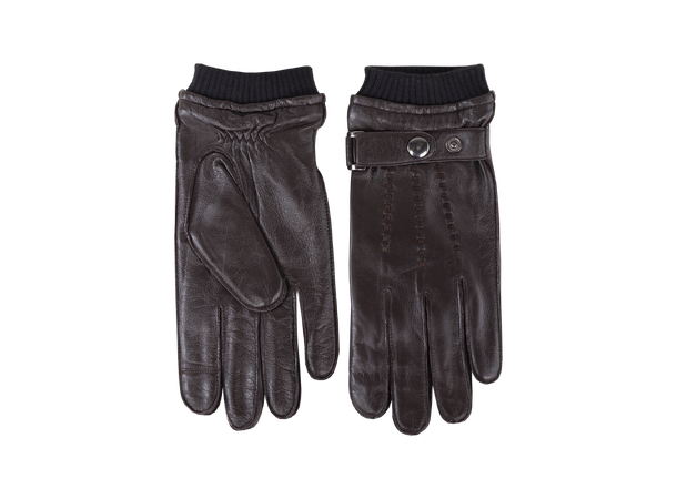 Carli Glove Dark Brown L Leather glove with snap 