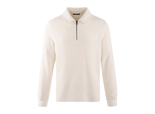 Emanuel Half-zip Cream XL Cotton structure sweater 