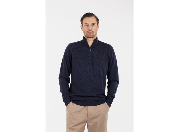 Espen Half-zip Navy L Bamboo sweater 