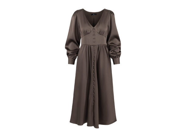 Isolde Dress Chocolate Brown S Midi satin dress