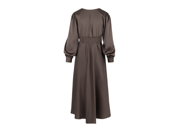 Isolde Dress Chocolate Brown S Midi satin dress