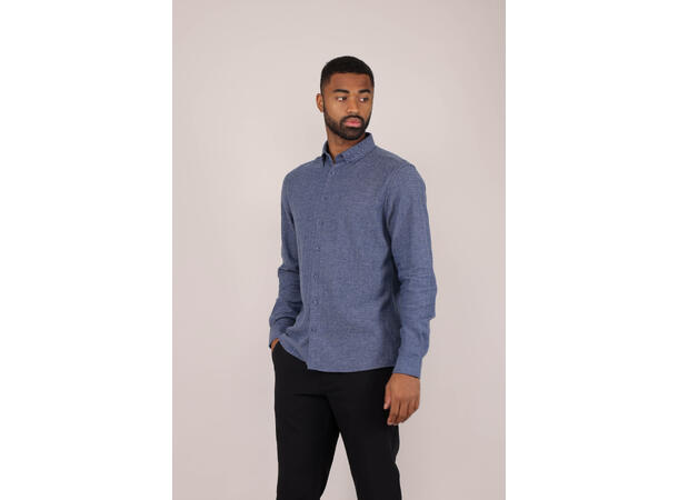 Jon Shirt Navy L Brushed herringbone shirt 